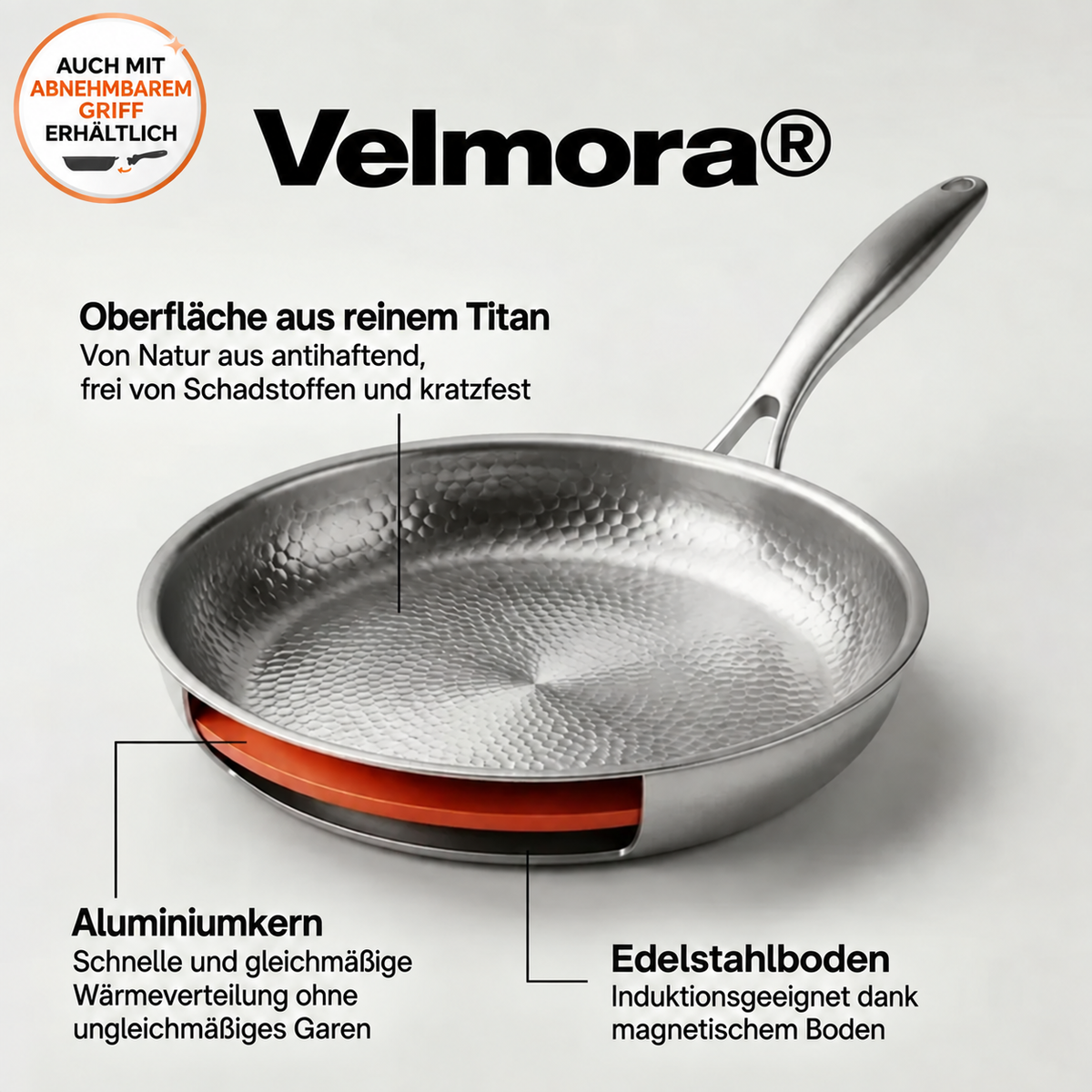 Velmora® – Antihaft-Pfanne aus Titan